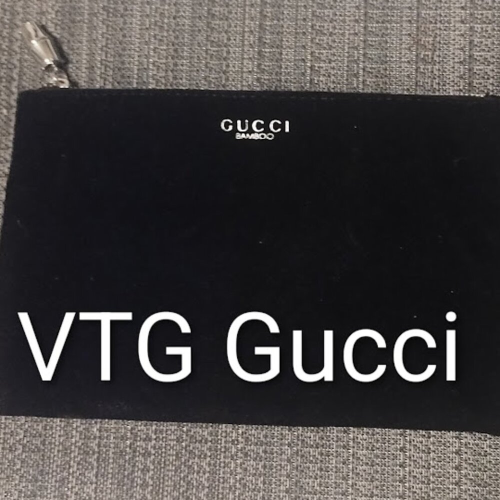 NWOT New Gucci Bag Bamboo Black Velvet Cosmetic Clutch Perfume Bag 9.5 x 6